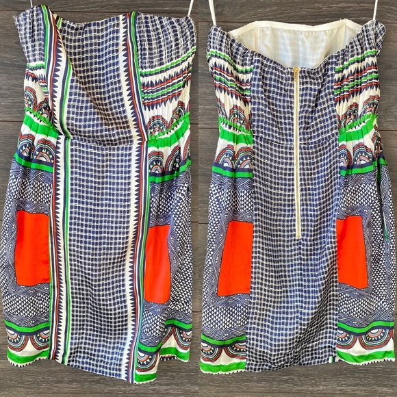 LINE & DOT | Anthro Silk Boho Strapless Mini Dress - Picture 1 of 9